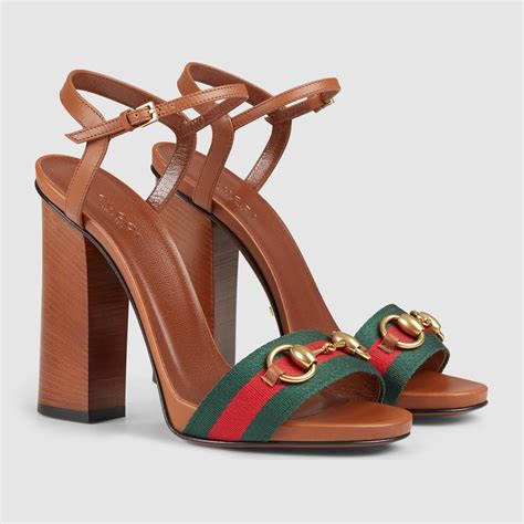 brown gucci heeled sandals|gucci sandals women brown.